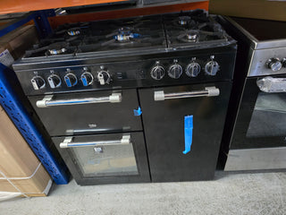 *Current Model* Beko 90cm Multifunction Dual Fuel Black Freestanding Oven/Stove BRC916GMB [Factory Second]