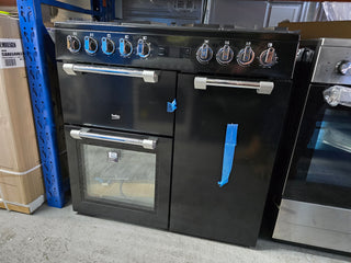 *Current Model* Beko 90cm Multifunction Dual Fuel Black Freestanding Oven/Stove BRC916GMB [Factory Second]