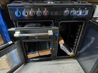 *Current Model* Beko 90cm Multifunction Dual Fuel Black Freestanding Oven/Stove BRC916GMB [Factory Second]