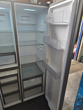 *Current Model* Haier 574L S+ Three Door Side by Side Fridge Satina Silver HRF575XS [Factory Second]