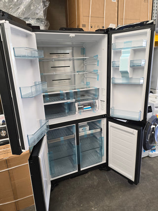 *Current Model* Hitachi 638L RWB640VT0XMGW Fridge with Non-Plumbed Ice Maker - Glass Matte White [Carton Damaged] NO DAMAGE ON UNIT