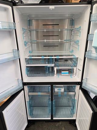 *Current Model* Hitachi 638L RWB640VT0XMGW Fridge with Non-Plumbed Ice Maker - Glass Matte White [Carton Damaged] NO DAMAGE ON UNIT