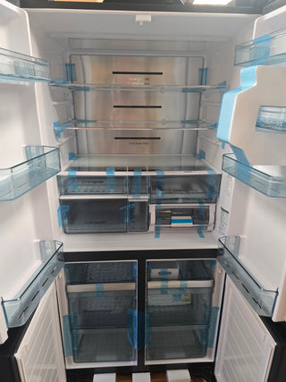 *Current Model* Hitachi 569L RWB640VT0X-1MGW Fridge with Non-Plumbed Ice Maker - Glass Matte White [Carton Damaged] - DMS Appliances