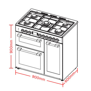*Brand New* Beko 90cm Multifunction Dual Fuel Black Freestanding Oven/Stove BRC916GMB-C