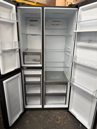 *Current Model* Haier 574L S+ Three Door Side by Side Fridge Satina Silver HRF575XS [Factory Second]