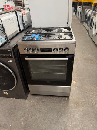 *Current Model* Beko 60cm Dual Fuel Stainless Steel Freestanding Oven BFC60GMX [Factory Second]