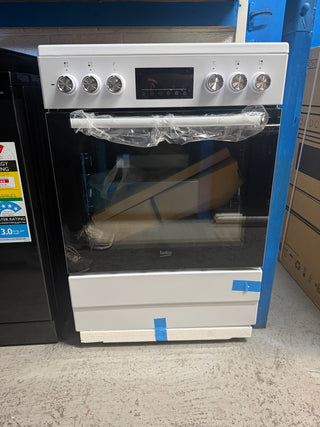 *Current Model* Beko 60cm White Electric Freestanding Oven With Ceramic Cooktop BFCB60VMW [Factory Second]