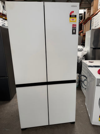 *Current Model* Hitachi 638L RWB640VT0XMGW Fridge with Non-Plumbed Ice Maker - Glass Matte White [Factory Second]