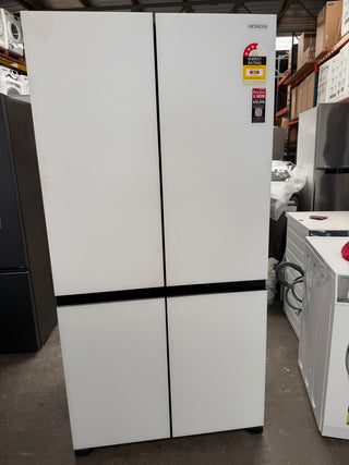 *Current Model* Hitachi 638L RWB640VT0XMGW Fridge with Non-Plumbed Ice Maker - Glass Matte White [Factory Second]