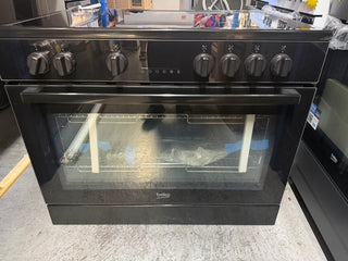 *Made in Europe* Beko 90 cm Black Twin Fan Freestanding Oven with Ceramic Cooktop BFCB917CMB [Factory Second] ] - DMS Appliances