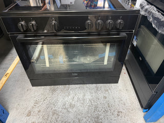 *Made in Europe* Beko 90 cm Black Twin Fan Freestanding Oven with Ceramic Cooktop BFCB917CMB [Factory Second] ] - DMS Appliances