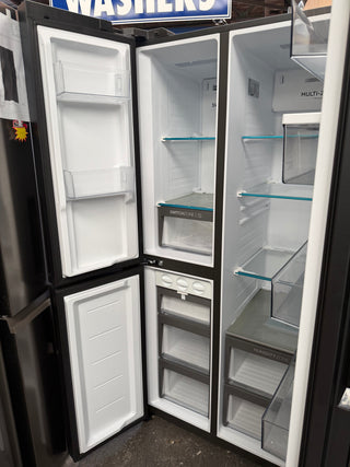 *Current Model* Haier 574L S+ Three Door Side by Side Fridge Non-Plumbed Water Dispenser Black HRF575XHC [Factory Second]