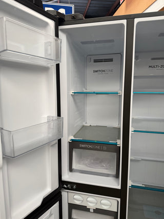 *Current Model* Haier 574L S+ Three Door Side by Side Fridge Non-Plumbed Water Dispenser Black HRF575XHC [Factory Second]
