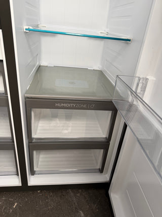 *Current Model* Haier 574L S+ Three Door Side by Side Fridge Non-Plumbed Water Dispenser Black HRF575XHC [Factory Second]
