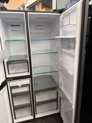*Current Model* Haier 574L S+ Three Door Side by Side Fridge Non-Plumbed Water Dispenser Black HRF575XHC [Factory Second]