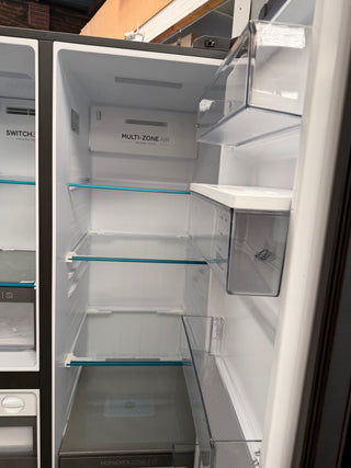 *Current Model* Haier 574L S+ Three Door Side by Side Fridge Non-Plumbed Water Dispenser Black HRF575XHC [Factory Second]