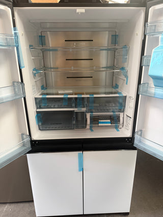 *Current Model* Hitachi 569L RWB640VT0X-1MGW Fridge with Non-Plumbed Ice Maker - Glass Matte White [Carton Damaged] - DMS Appliances