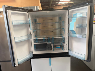 *Current Model* Hitachi 569L RWB640VT0X-1MGW Fridge with Non-Plumbed Ice Maker - Glass Matte White [Carton Damaged] - DMS Appliances