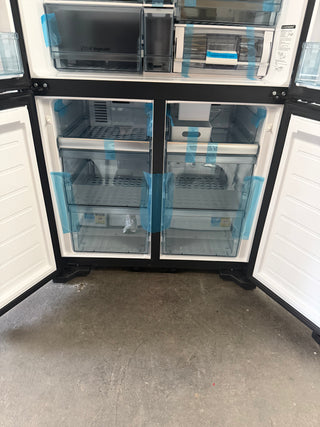 *Current Model* Hitachi 569L RWB640VT0X-1MGW Fridge with Non-Plumbed Ice Maker - Glass Matte White [Carton Damaged] - DMS Appliances