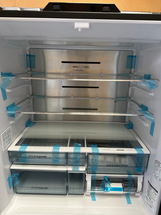 *Current Model* Hitachi 638L RWB640VT0XMGW Fridge with Non-Plumbed Ice Maker - Glass Matte White [Carton Damaged]
