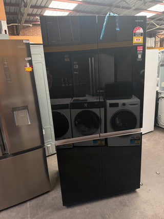 Hitachi 638L 4 RWB640VT0GBK Door French Door Fridge - Black Glass [Carton Damage]