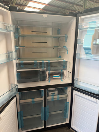 Hitachi 638L 4 RWB640VT0GBK Door French Door Fridge - Black Glass [Carton Damage]