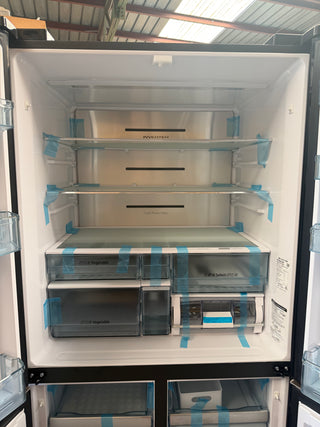 Hitachi 638L 4 RWB640VT0GBK Door French Door Fridge - Black Glass [Carton Damage]