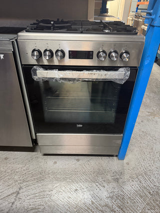 *Current Model* Beko 60cm Dual Fuel Stainless Steel Freestanding Oven BFC60GMX [Factory Second] - DMS Appliances