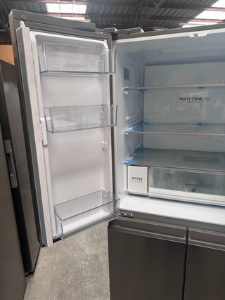 *Current Model* Haier 507L Quad Door Refrigerator Freezer Satina Silver HRF580YPS [Factory Second]