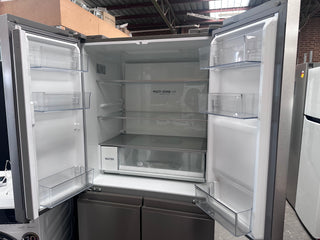 *Current Model* Haier 507L Quad Door Refrigerator Freezer Satina Silver HRF580YPS [Factory Second]