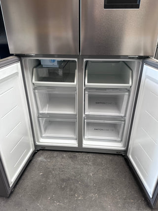 *Current Model* Haier 507L Quad Door Refrigerator Freezer Satina Silver HRF580YPS [Factory Second]