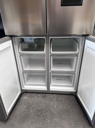 *Current Model* Haier 507L Quad Door Refrigerator Freezer Satina Silver HRF580YPS [Factory Second]