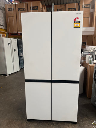 *Current Model* Hitachi 569L RWB640VT0X-1MGW Fridge with Non-Plumbed Ice Maker - Glass Matte White [Factory Second]