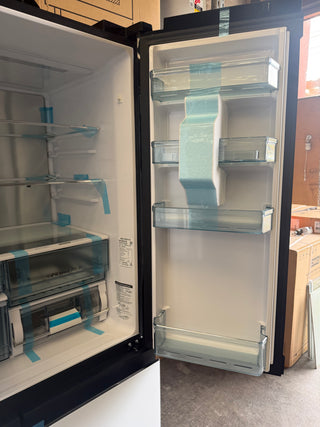 *Current Model* Hitachi 569L RWB640VT0X-1MGW Fridge with Non-Plumbed Ice Maker - Glass Matte White [Carton Damage ] NO DAMAGE ON FRONT