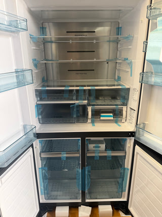 *Current Model* Hitachi 569L RWB640VT0X-1MGW Fridge with Non-Plumbed Ice Maker - Glass Matte White [Carton Damage ] NO DAMAGE ON FRONT