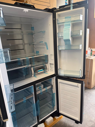 *Current Model* Hitachi 569L RWB640VT0X-1MGW Fridge with Non-Plumbed Ice Maker - Glass Matte White [Carton Damage ] NO DAMAGE ON FRONT