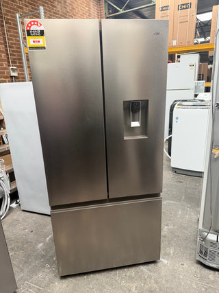 *Current Model* Haier 509L French Door Fridge with Non-Plumbed Water Dispenser Satina HRF510FHS [Factory Second]