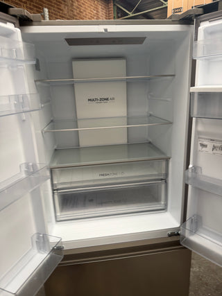 *Current Model* Haier 509L French Door Fridge with Non-Plumbed Water Dispenser Satina HRF510FHS [Factory Second]