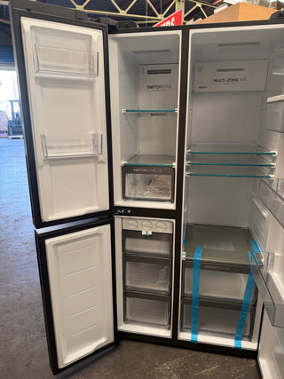 *Current Model* Haier 574L S+ Three Door Side by Side Fridge Satina Silver HRF575XHC [Factory Second] - DMS Appliances