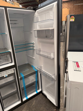 *Current Model* Haier 574L S+ Three Door Side by Side Fridge Satina Silver HRF575XHC [Factory Second] - DMS Appliances
