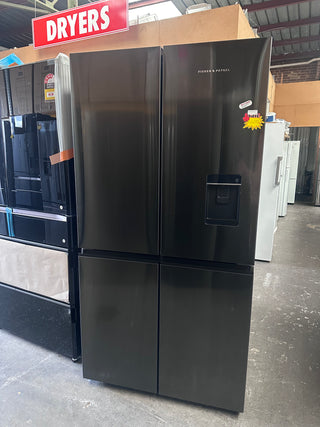 *Current Model *Fisher & Paykel Series 7 538L Quad Door Refrigerator with Ice and Water Black Stainless Steel [Factory Second 12 Month Warranty] ]