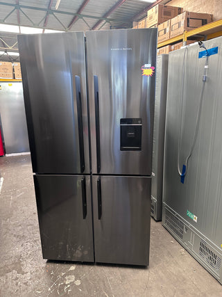 *Current Model* Fisher & Paykel Series 7 538L Quad Door Refrigerator with Ice and Water Black Stainless Steel RF605QDUVB2 [Factory Second]