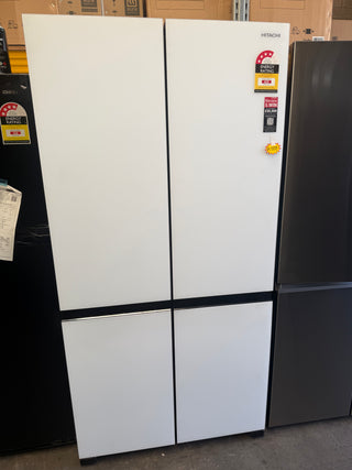 *Current Model* Hitachi 569L RWB640VT0X-1MGW Fridge with Non-Plumbed Ice Maker - Glass Matte White [Carton Damage ]