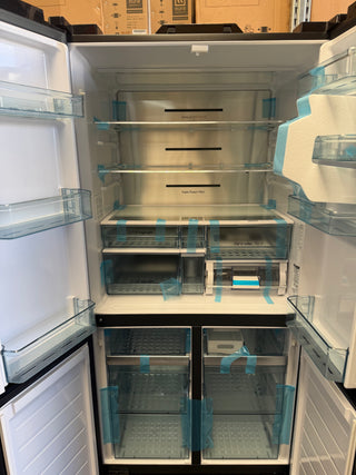 *Current Model* Hitachi 569L RWB640VT0X-1MGW Fridge with Non-Plumbed Ice Maker - Glass Matte White [Carton Damage ]