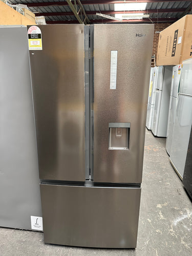 Haier 489L French Door Fridge with Manual Water Dispenser Satina Silver [Refurbished]