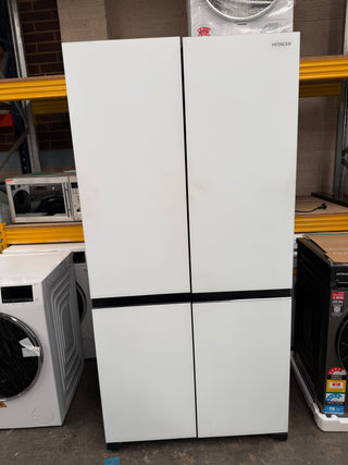 *Current Model* Hitachi 638L RWB640VT0XMGW Fridge with Non-Plumbed Ice Maker - Glass Matte White [Factory Second]