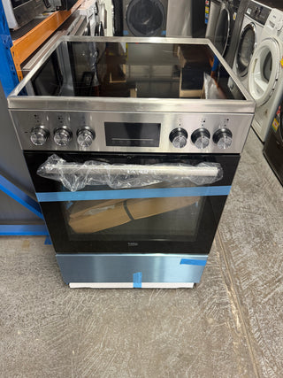 *Current Model* Beko 60cm Stainless Steel Freestanding Oven with Ceramic Cooktop BFCB60VMX [Factory Scond] ]