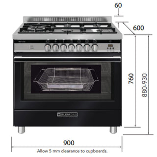 *Clearanace - Made in Italy* Glem Gas 90cm Premium Freestanding Dual Fuel Cooker - Matte Black GS965GEMB [2 Years Warranty]