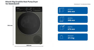 *BRAND NEW* Hitachi 9kg Heat Pump Dryer TD-90XKVEUVM [5 Years Warranty]