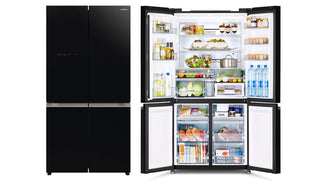 Hitachi 638L 4 RWB640VT0GBK Door French Door Fridge - Black Glass [Factory Second]